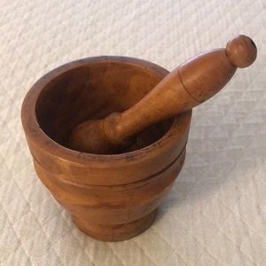 Vintage Treenware Salem Collection Decorative Pestle & Mortar Turned Wood